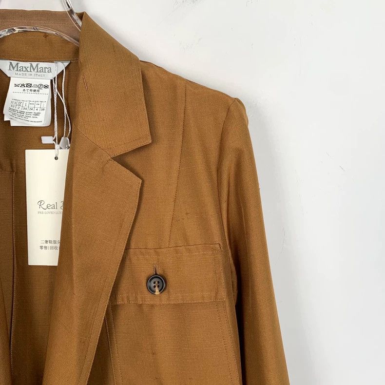 Max Mara Max Mara Brown mulberry silk lapel belt suit jacket Size XS / US 0-2 / IT 36-38 - 3 Thumbnail