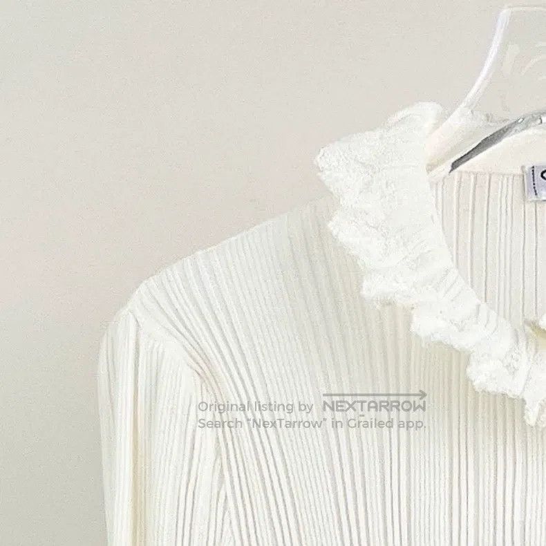 Chanel Chanel Diamond button ruffle knitted elastic shirt long sl Size XS / US 0-2 / IT 36-38 - 4 Thumbnail