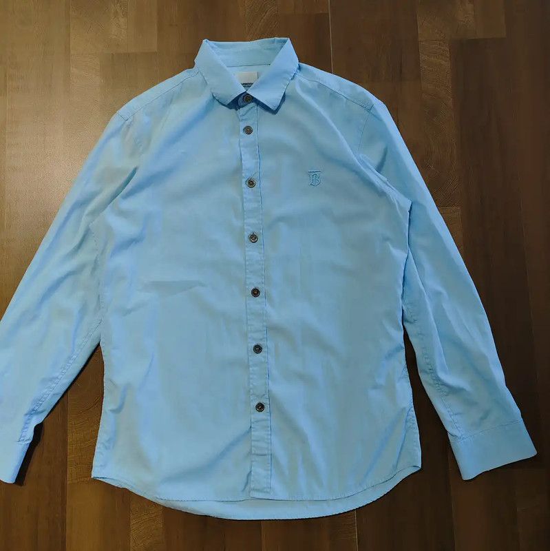 Burberry Light Blue Linen Blend Women's Shirt