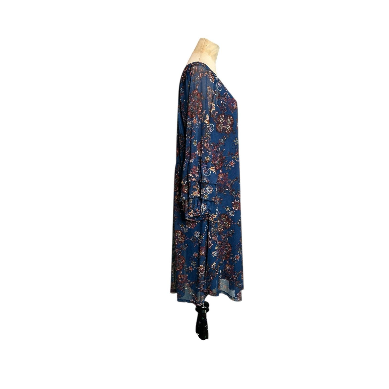 Anthropologie Fig & Flower Blue floral long sleeves midi dress size XL Size XL / US 12-14 / IT 48-50 - 15 Thumbnail