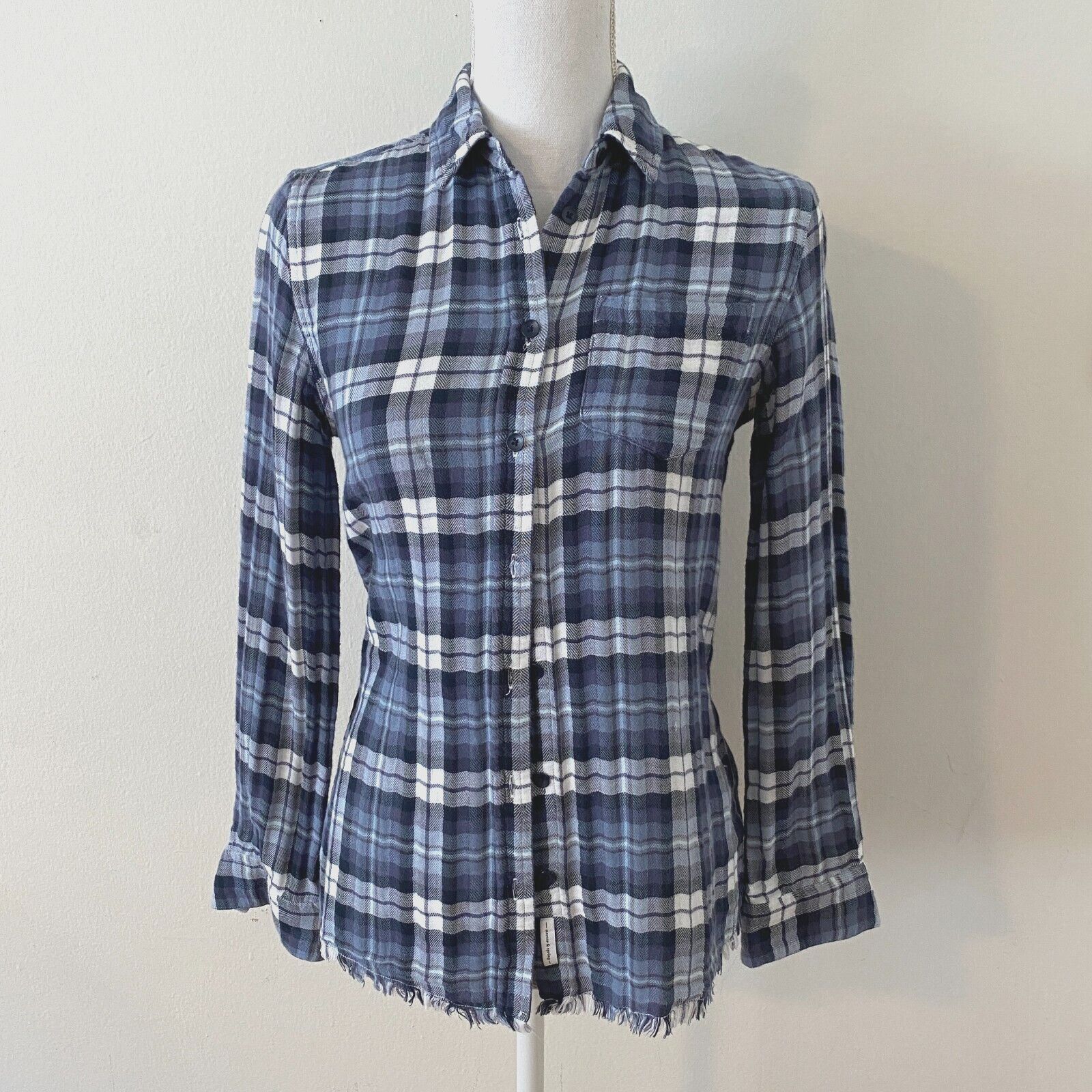 Other The Blue Shirt Shop Blue Plaid Button Down Long Sleeve Shirt Size XS / US 0-2 / IT 36-38 - 1 Thumbnail