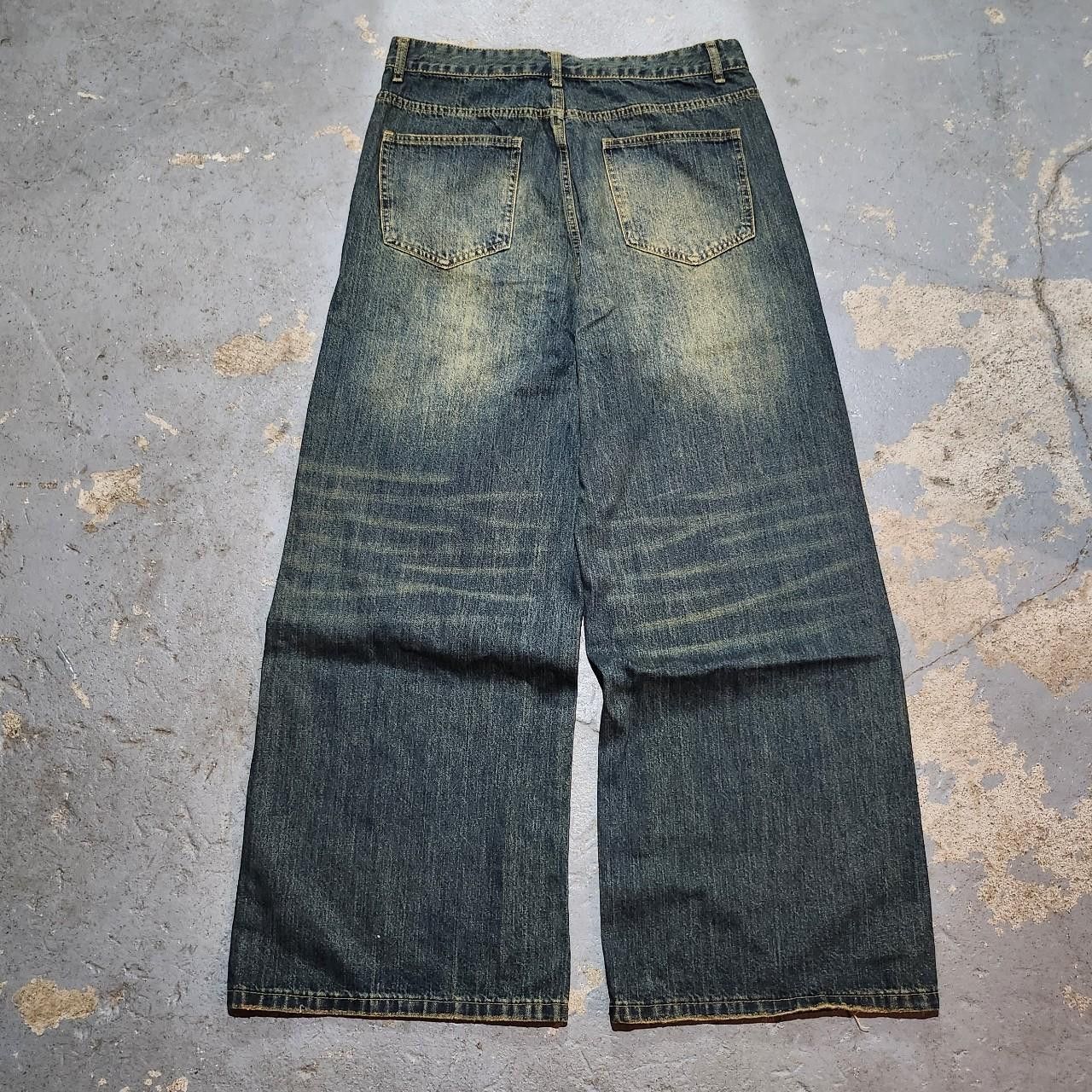 Japanese Brand Baggy sandwash jeans wide leg faded denim Size US 32 / EU 48 - 2 Thumbnail