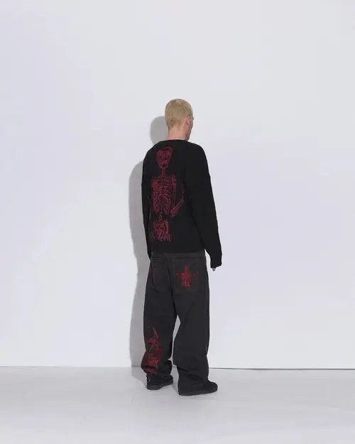 Japanese Brand American Retro Y2K pants skeleton straight Trousers Wide Leg Size US 34 / EU 50 - 3 Thumbnail
