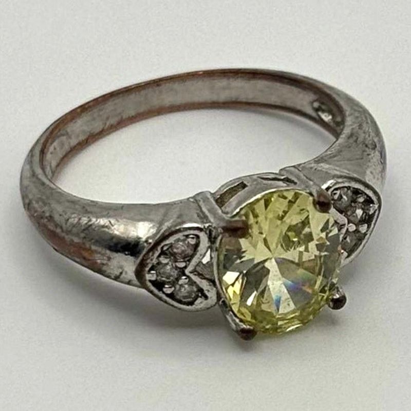 Other Silver & Green Heart Ring Size ONE SIZE - 3 Thumbnail