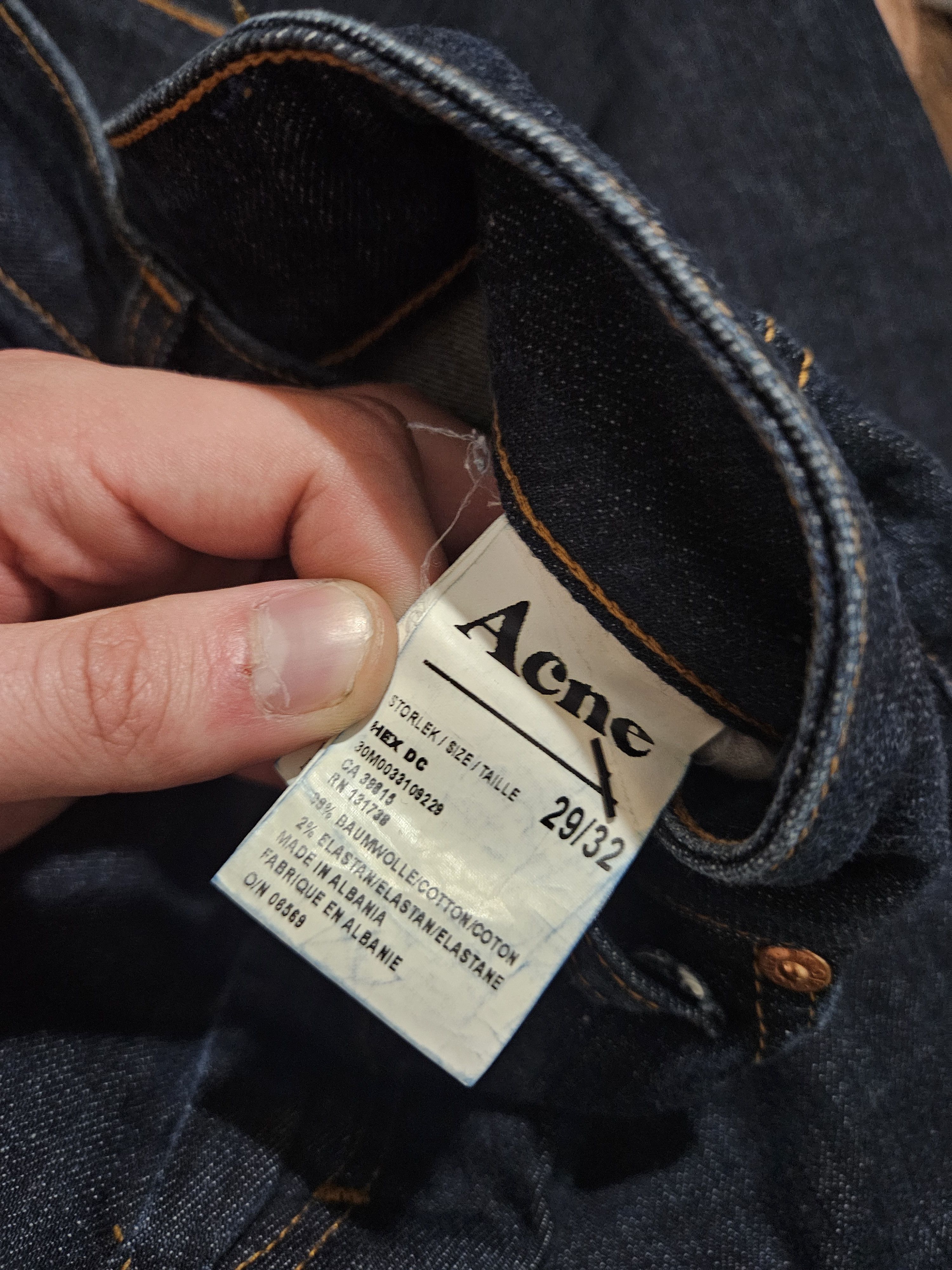 Acne Studios Hex DC Blue Raw Style Leather Back Patch Denim Jeans Size US 29 - 9 Thumbnail