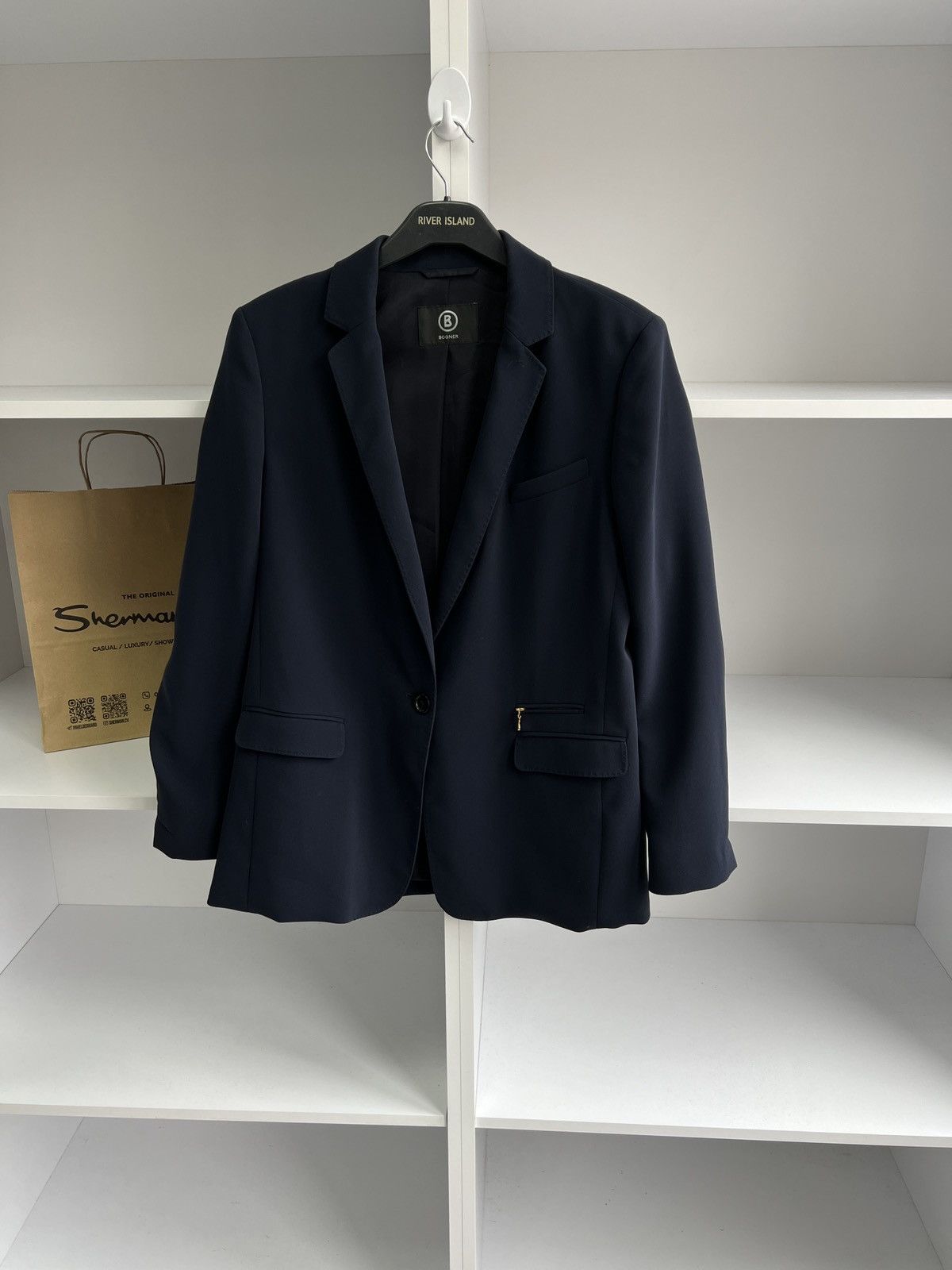 Bogner × Designer × Vintage Vintage Bogner Women’s Navy Luxury Blazer Size L / US 10 / IT 46 - 2 Thumbnail