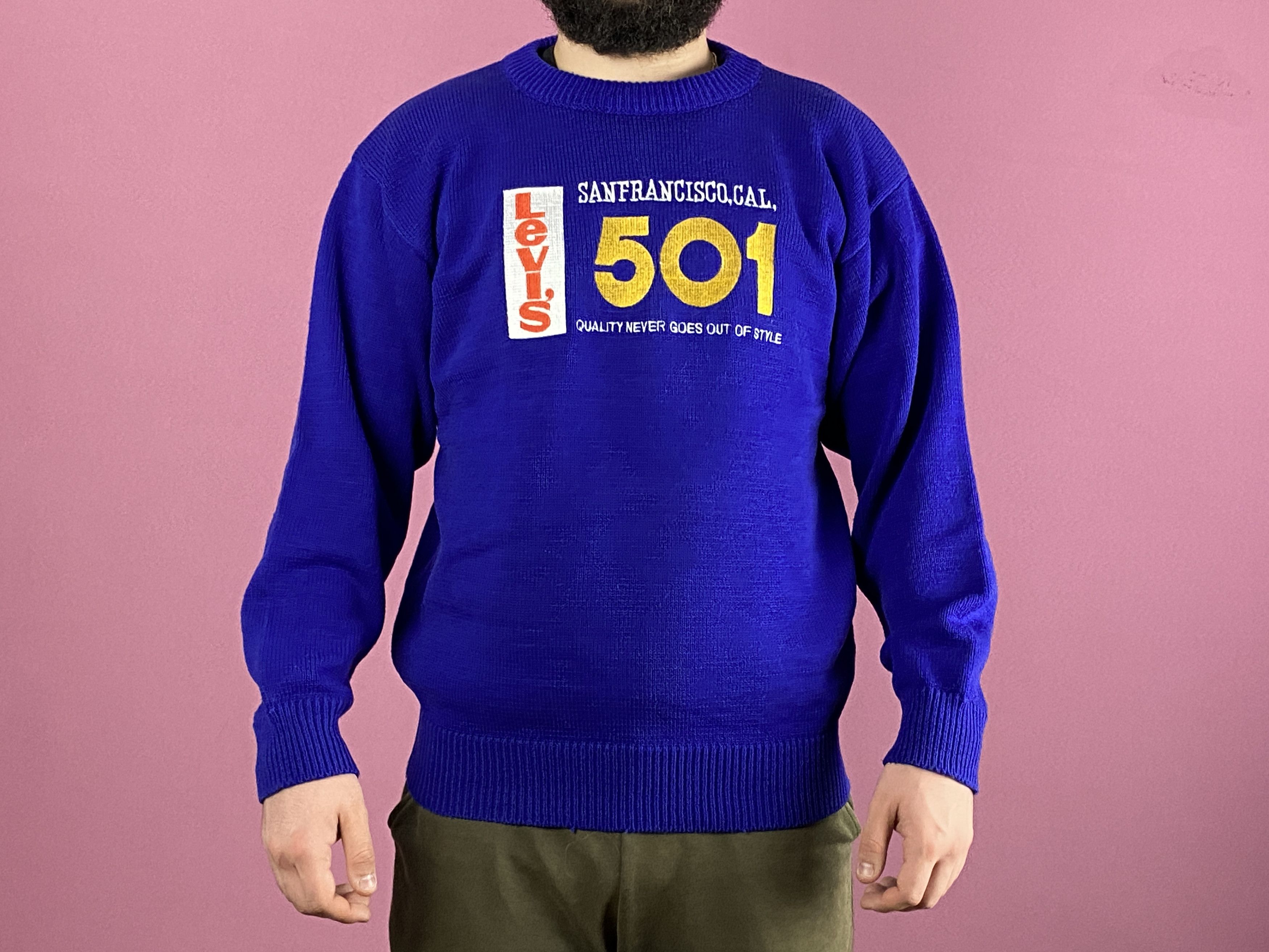 Levi's × Vintage Levis 501 Vintage Men's Embroidered Logo Knit Sweater - L Size US L / EU 52-54 / 3 - 4 Thumbnail