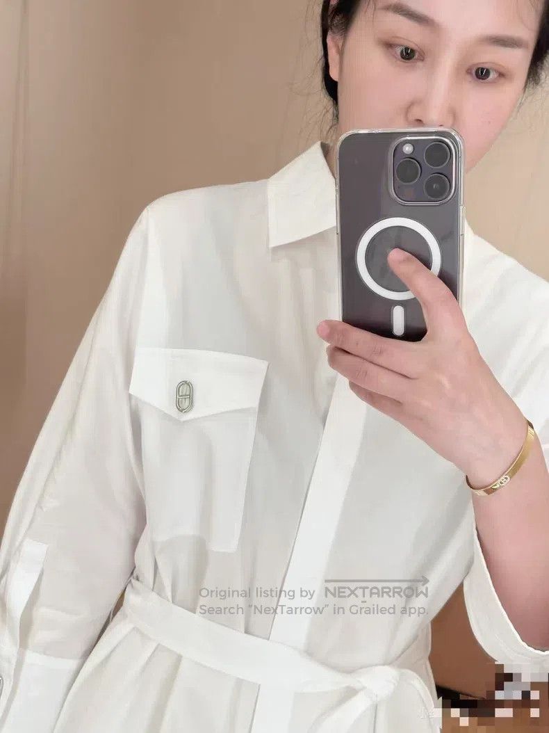 Hermes Hermes White pig nose shirt dress Size XXS / US 00 / IT 34 - 3 Thumbnail