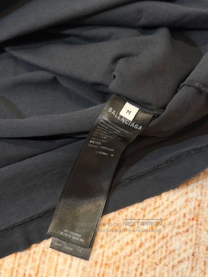 Balenciaga Balenciaga Tape Logo Dark Blue Distressed Short Sleeve - M Size US M / EU 48-50 / 2 - 4 Thumbnail