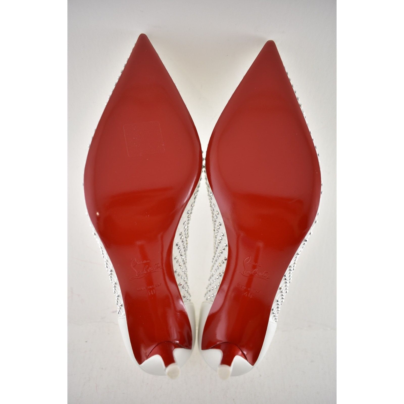 Christian Louboutin Apostropha Mesh Strass 80 White Crystal Pointed Heel Pump 40 Size US 10 / IT 40 - 18 Thumbnail