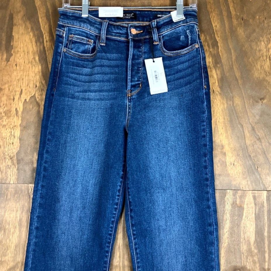 Vintage Judy Blue Jeans Women's Jeans Denim Dad Jean Button Fly Stretch 5/27 Regular Straight 5-Pocket Denim Blue Women Size 27" / US 4 / IT 40 - 2 Thumbnail