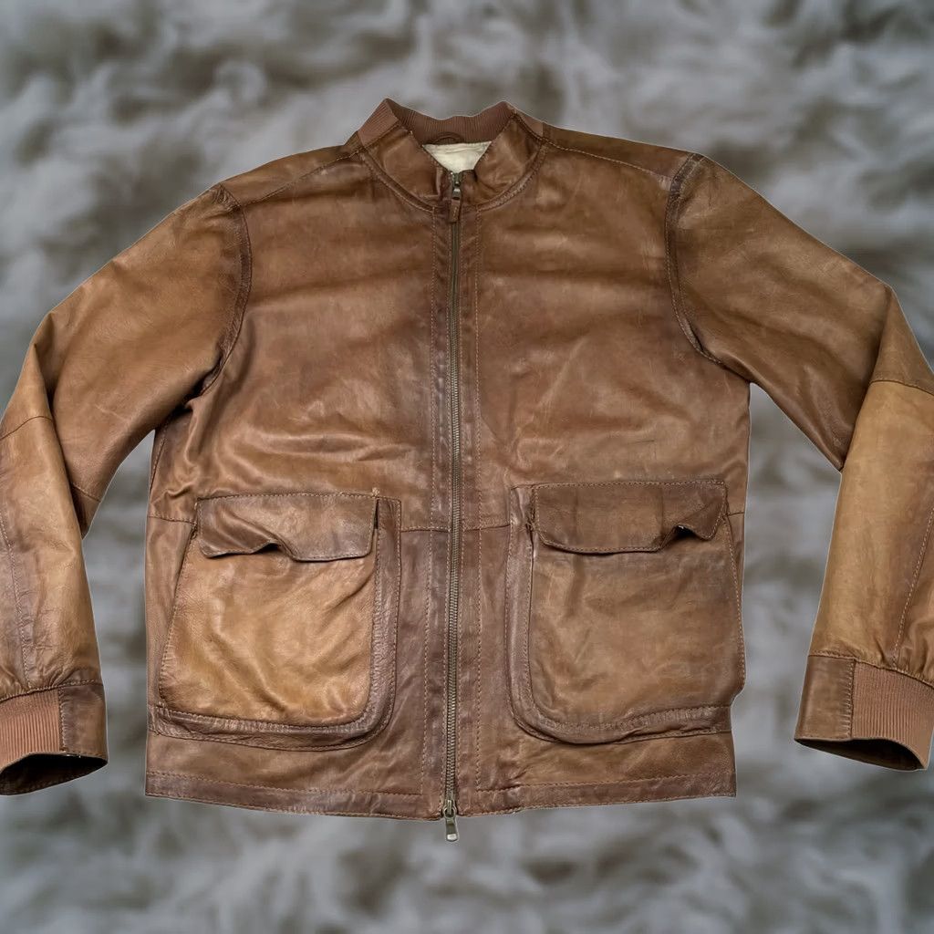 Vintage VINTAGE Gimo's Leather Bomber Jacket Brown Mens Medium Italy Size US M / EU 48-50 / 2 - 1 Thumbnail
