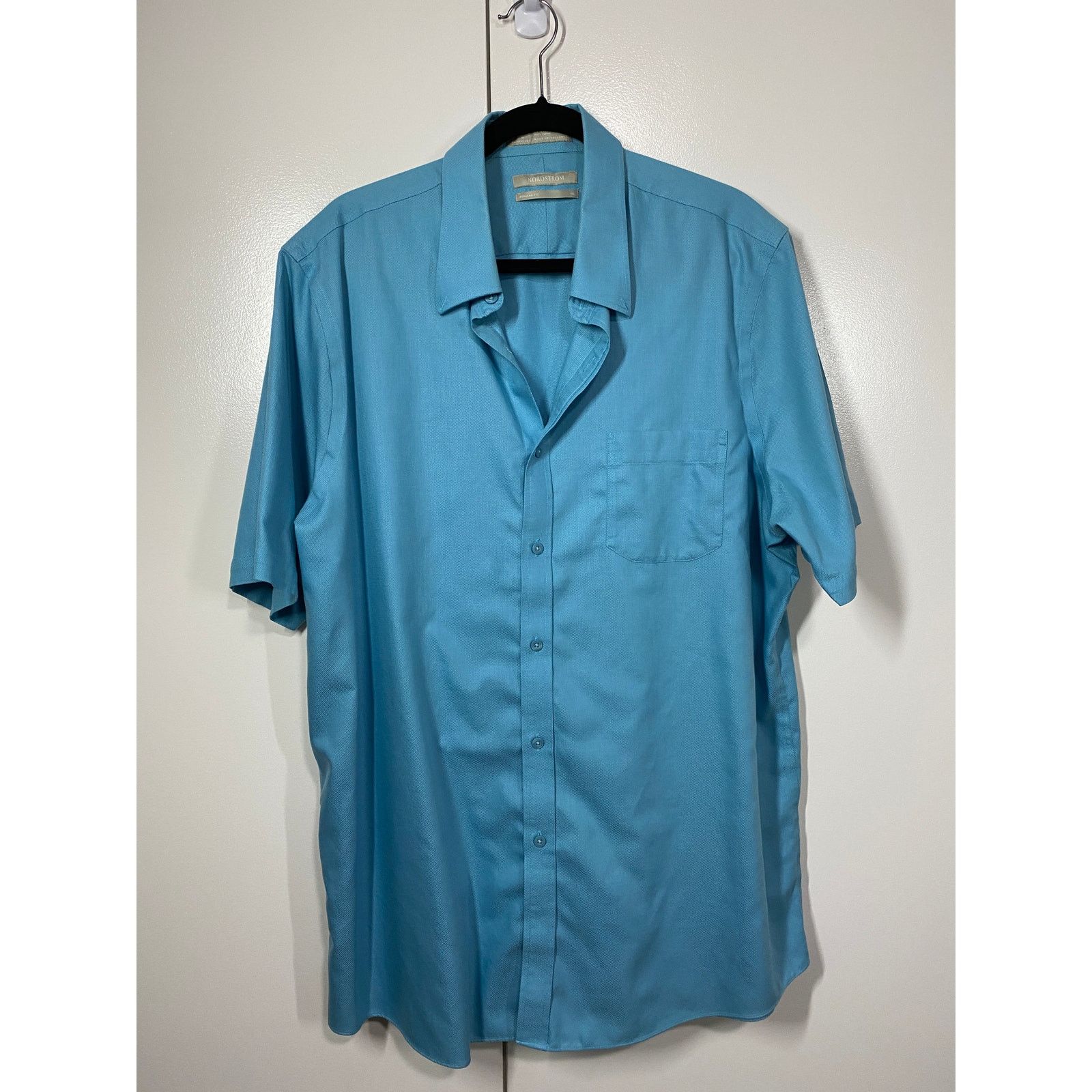 Nordstrom Nordstrom Ocean Blue Cotton Short Sleeve Shirt Size XXL Size US XXL / EU 58 / 5 - 7 Thumbnail