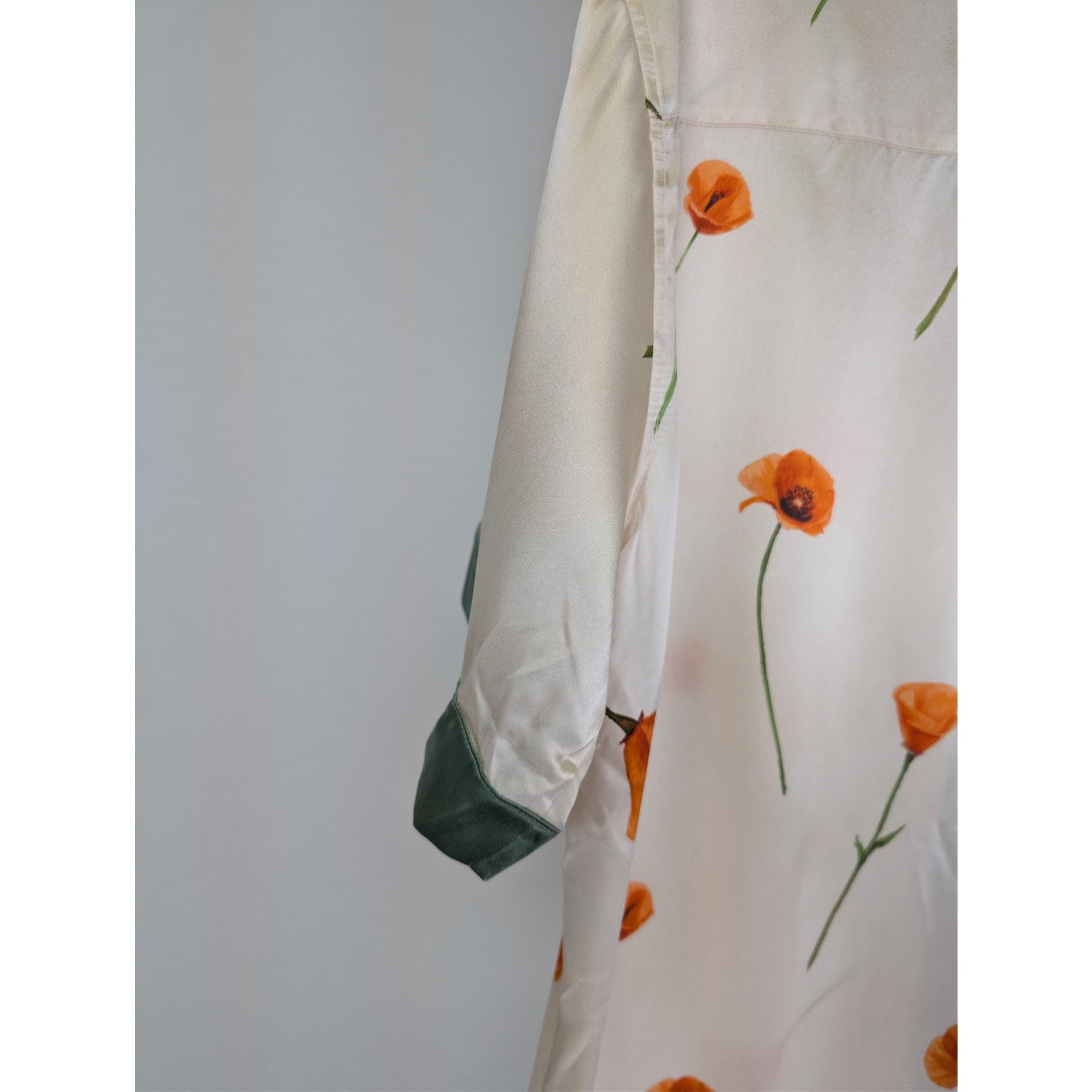 Nahmias o1rshd1 CC20 Colorblock Poppy Short Sleeve Silk Shirt Ivory Size US M / EU 48-50 / 2 - 14 Thumbnail