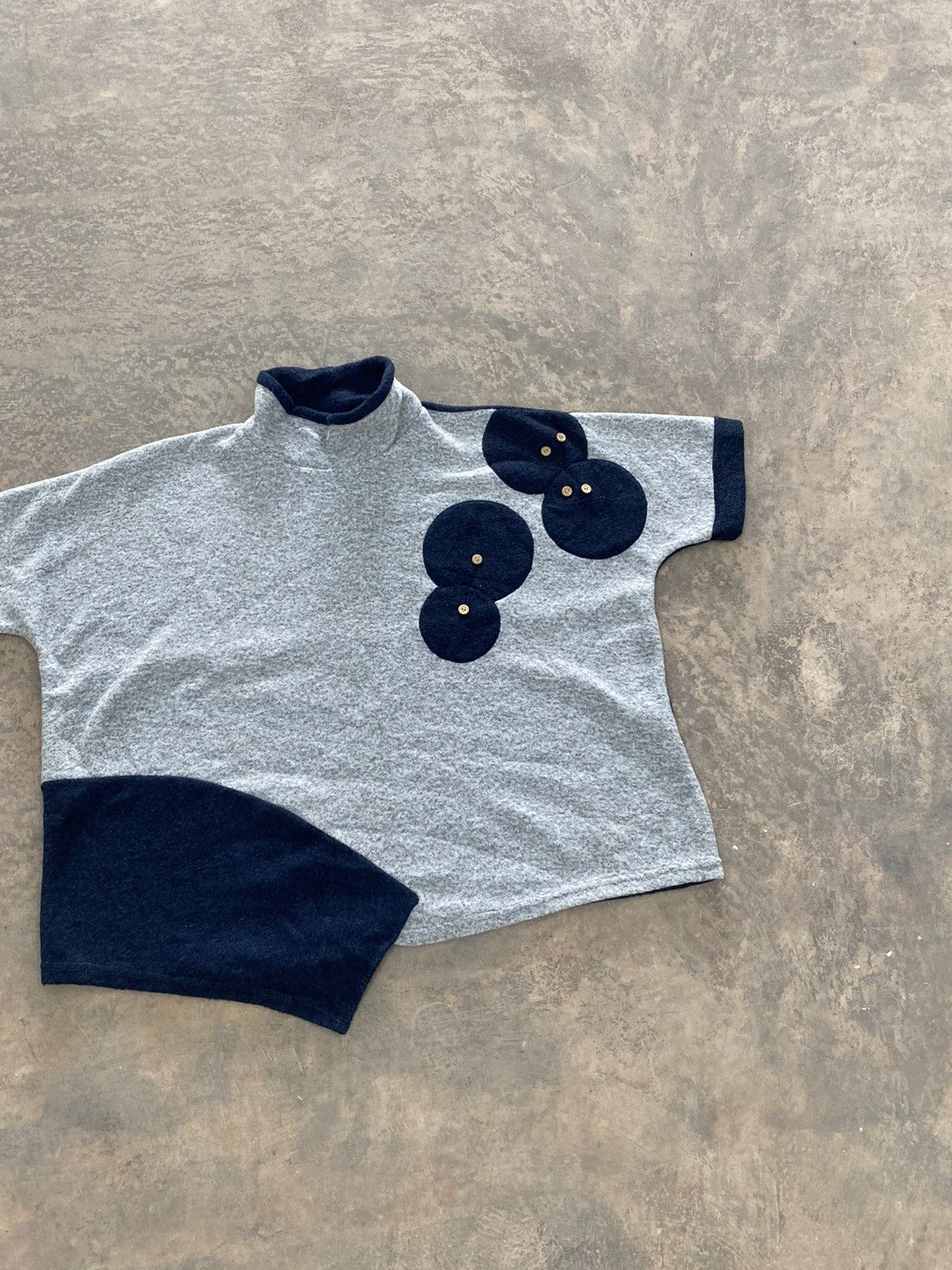 Japanese Brand KAPITAL STYLE PATCHWORK MOCKNECK CROP SWEATER BY AGRIGENTO Size US M / EU 48-50 / 2 - 2 Thumbnail