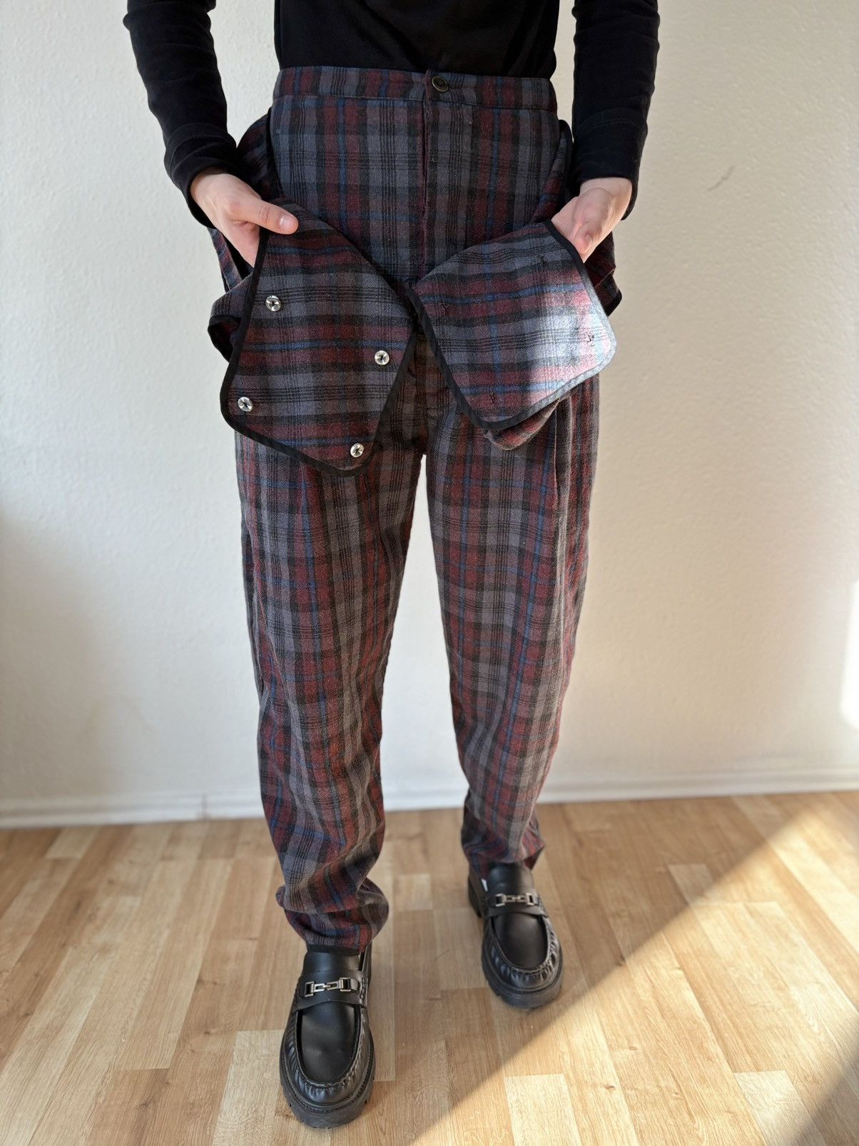 Henrik Vibskov 00s Vintage Henrik Vibskov Retro Plaid Trousers Pants Y2K Size US 35 - 8 Thumbnail