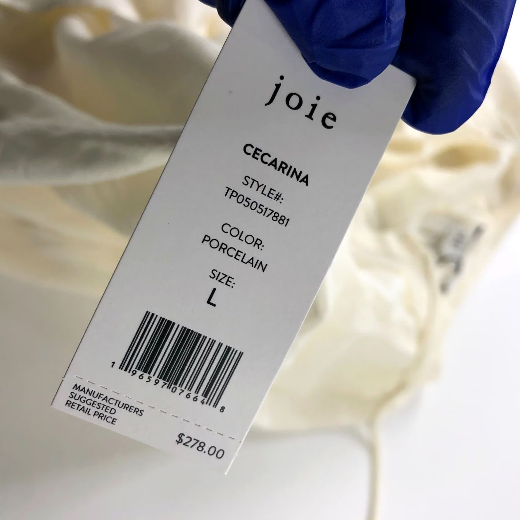 Joie Joie Blouse Top Silk Large NEW Cecarina V-Neck Pullover Tassel Ivory 100% HRJ Size L / US 10 / IT 46 - 5 Thumbnail