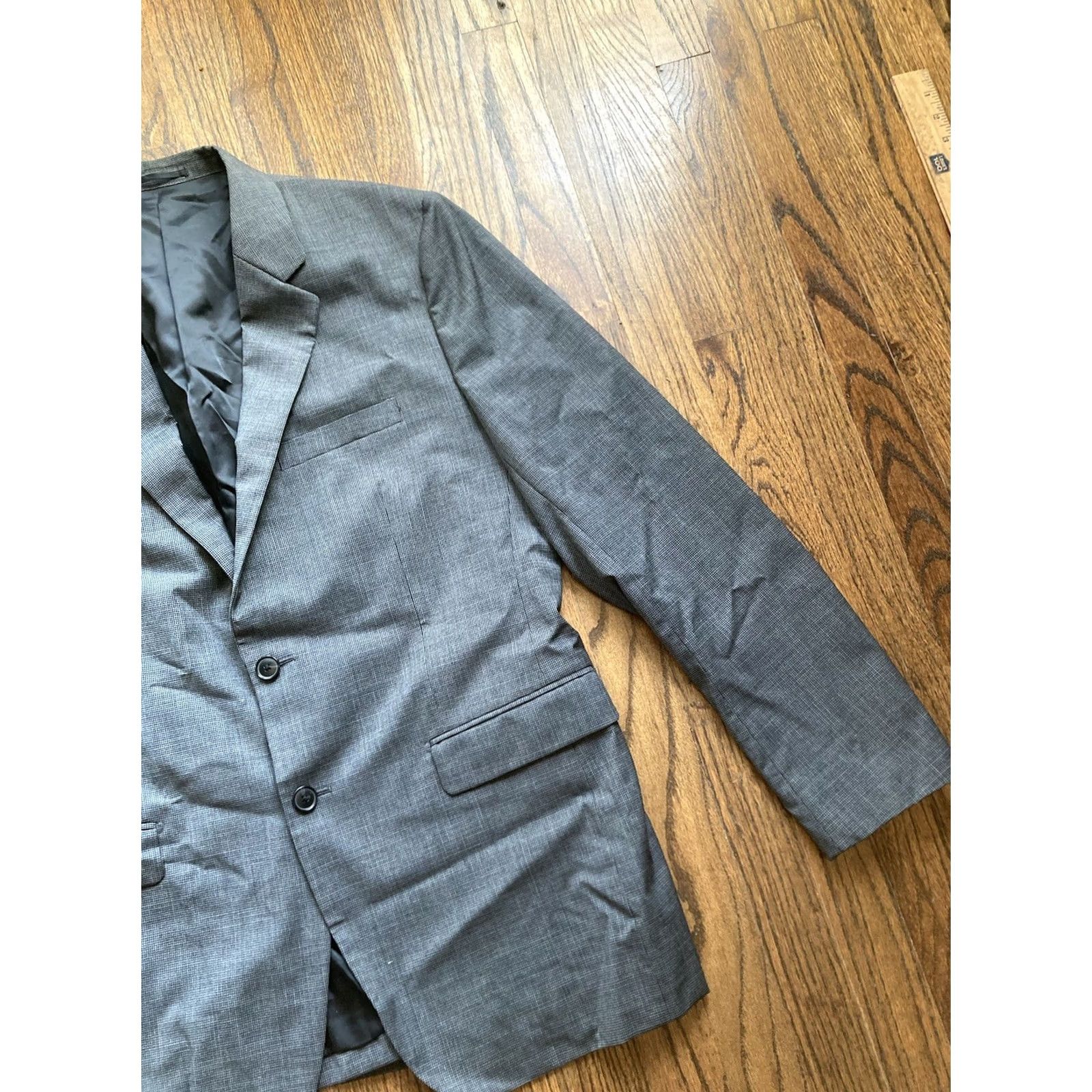 Theory THEORY Blazer Mens 44R Gray Wool 2 Button Jacket Houndstooth Size 44R - 3 Thumbnail