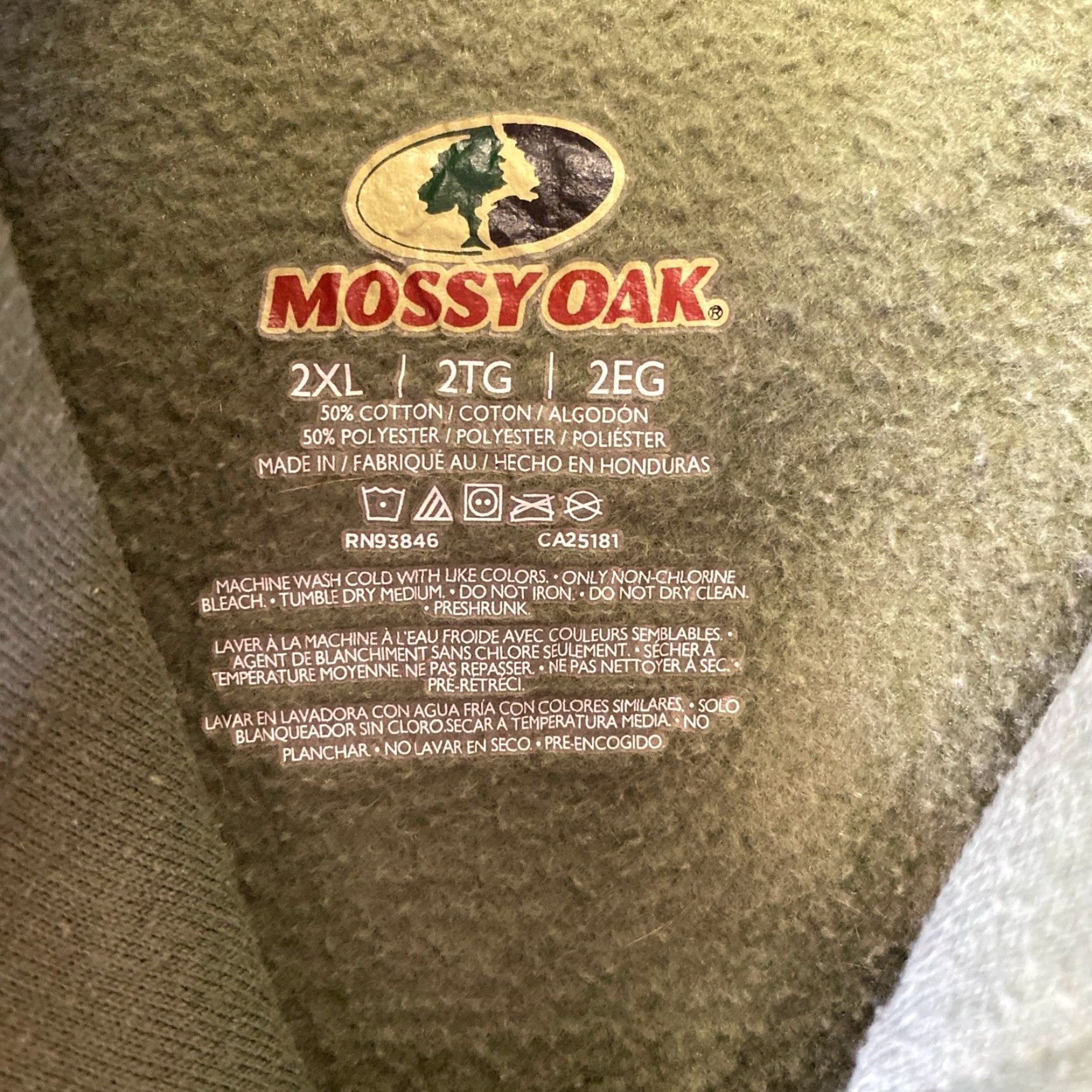 Vintage Mossy Oak Hoodie Pullover Mens 2XL Green Camouflage Camo Sweatshirt Long Sleeve Crew Neck Size US XXL / EU 58 / 5 - 3 Thumbnail