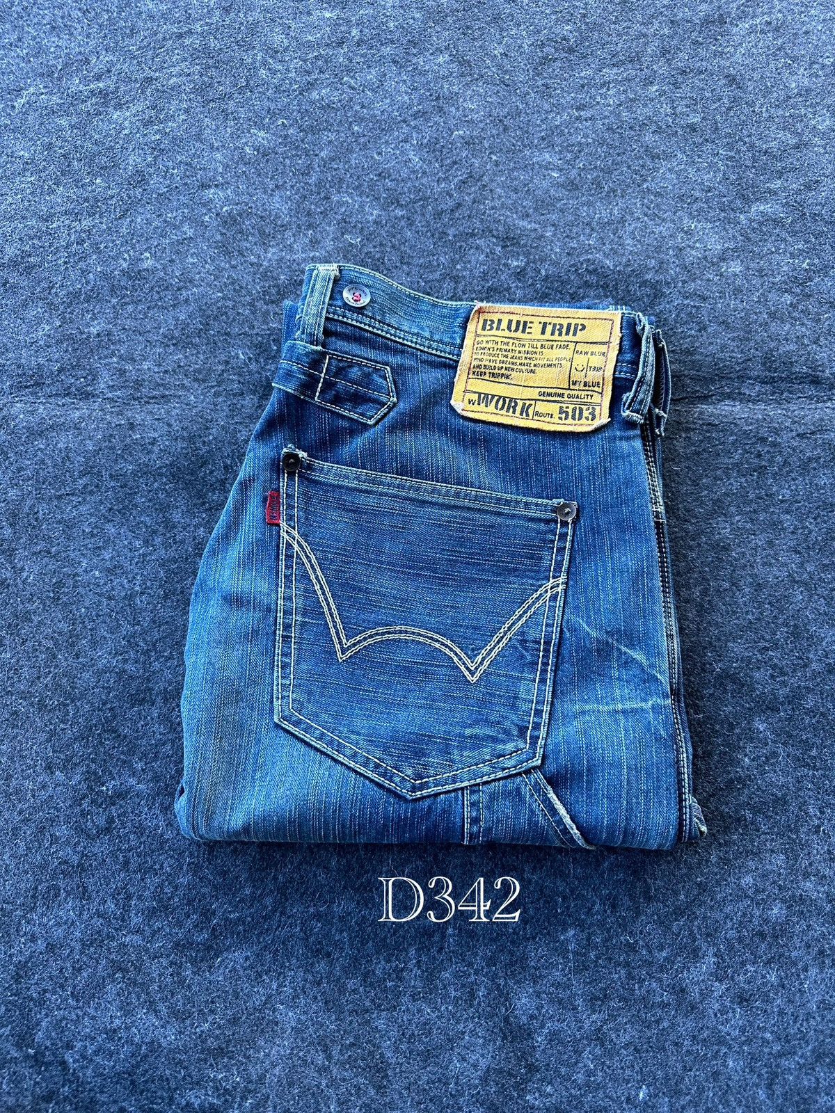 Edwin Vintage Edwin 503 Blue Trip Denim Jeans 34x32 D342 Size US 34 / EU 50 - 25 Thumbnail