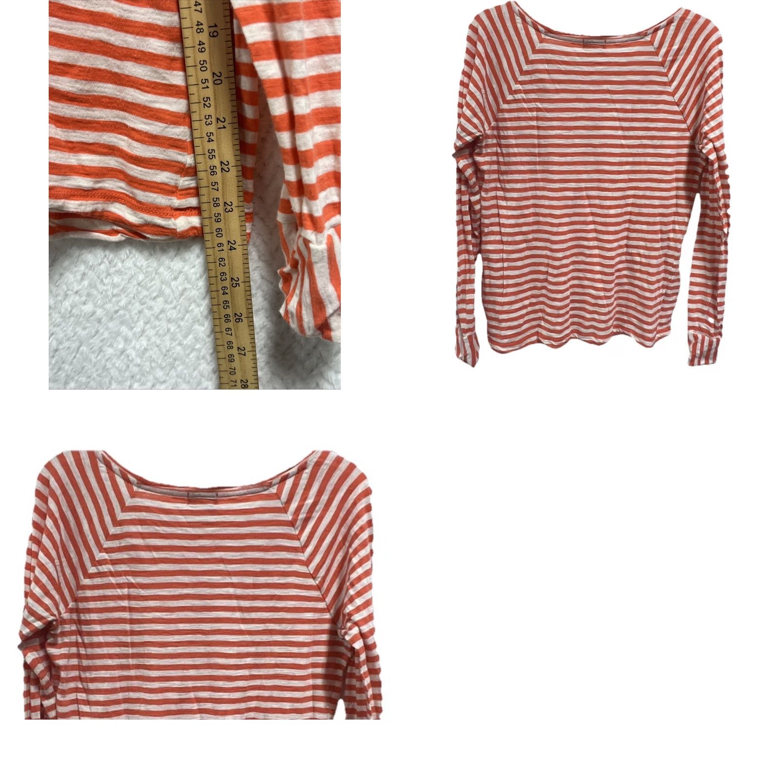 J.Crew J.Crew Women’s Nautical Tee Stripe White Orange Long Sleeve Scoop Neck M Shirt Top Size M / US 6-8 / IT 42-44 - 9 Thumbnail