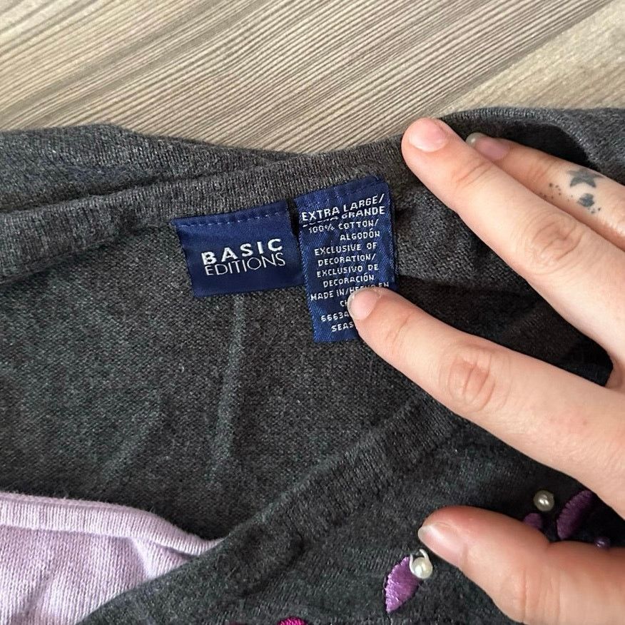 Basic Editions basic editions purple ay floral embroidered long sleeve top Size XL / US 12-14 / IT 48-50 - 3 Thumbnail