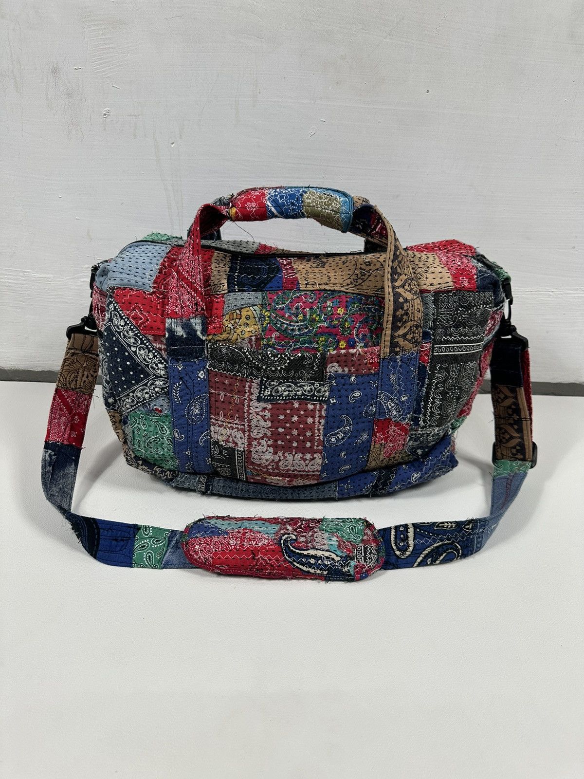Handmade Custom Made Distressed Patchwork Boro Paisley Sling bag Size ONE SIZE - 3 Thumbnail