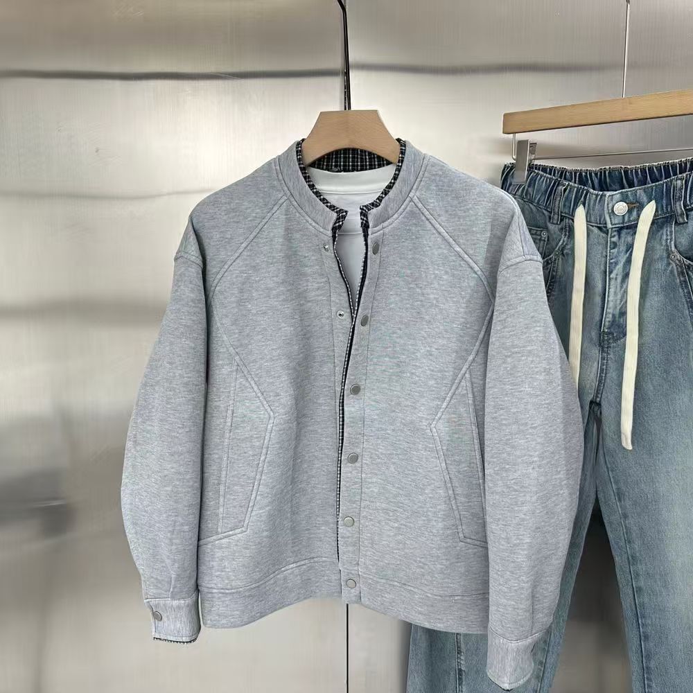 Vintage Grey Plaid Trim Bomber Jacket Size US M / EU 48-50 / 2 - 1 Thumbnail