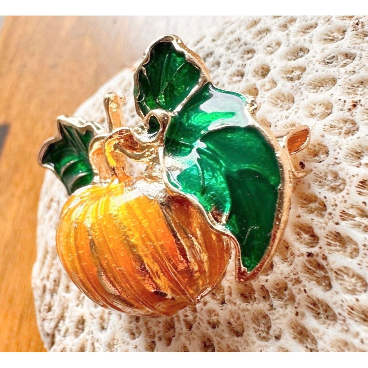 Handmade Pumpkin Brooch Pin New Fall Leaves Thanksgiving Bountiful Ha Size ONE SIZE - 8 Thumbnail