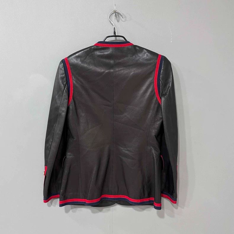 Gucci Gucci Black and red pearl button leather jacket 2506-Nextar Size S / US 4 / IT 40 - 3 Thumbnail