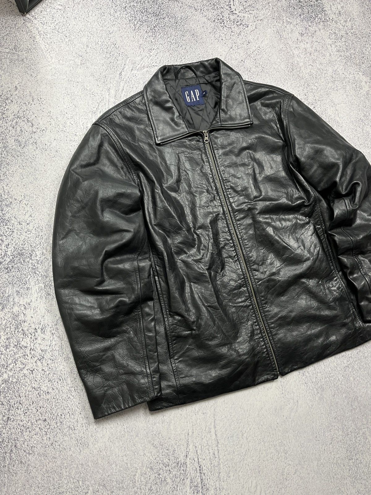 Gap Vintage GAP Black Genuine Leather Jacket Avantgarde Grunge Size US L / EU 52-54 / 3 - 5 Thumbnail