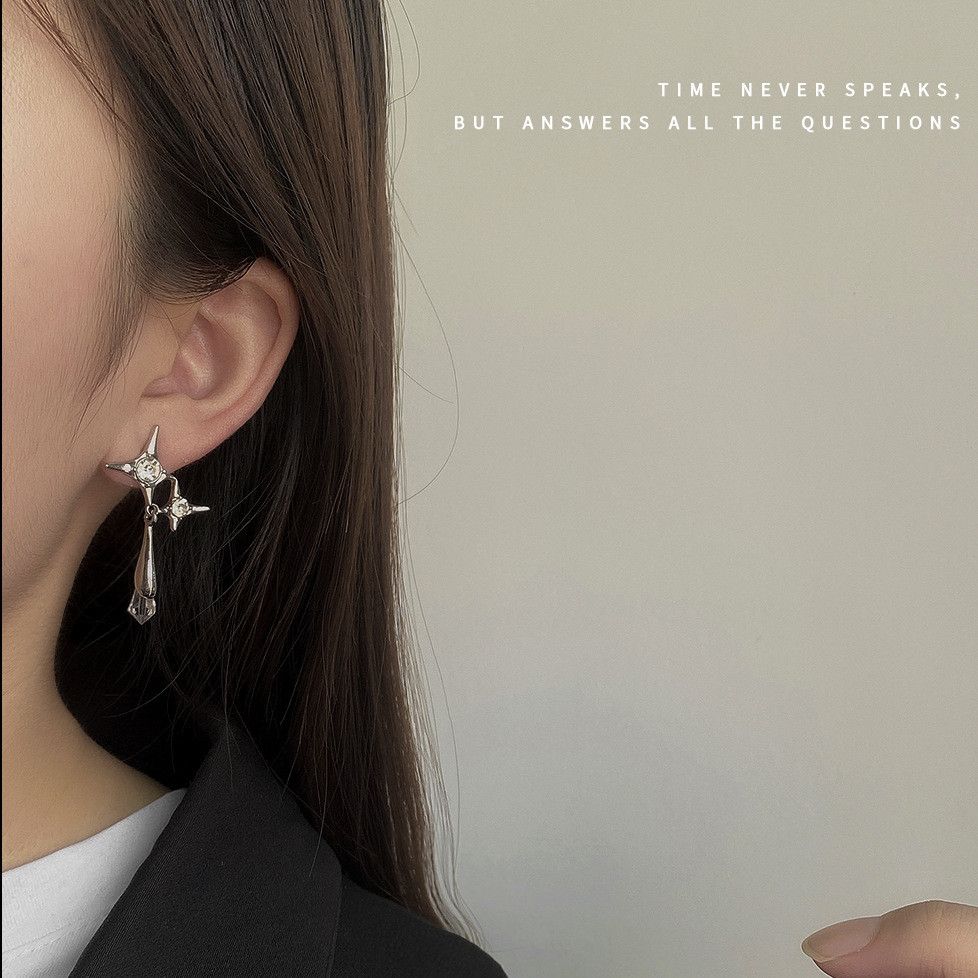 Jewelry Star New Trend Earrings One Pairs Chrome Jewelry Size ONE SIZE - 2 Thumbnail