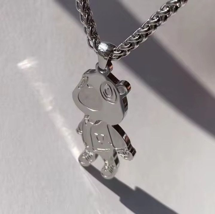 Jewelry stainless steel bear Necklace Post Grunge Punk Chain vintage Size ONE SIZE - 6 Thumbnail