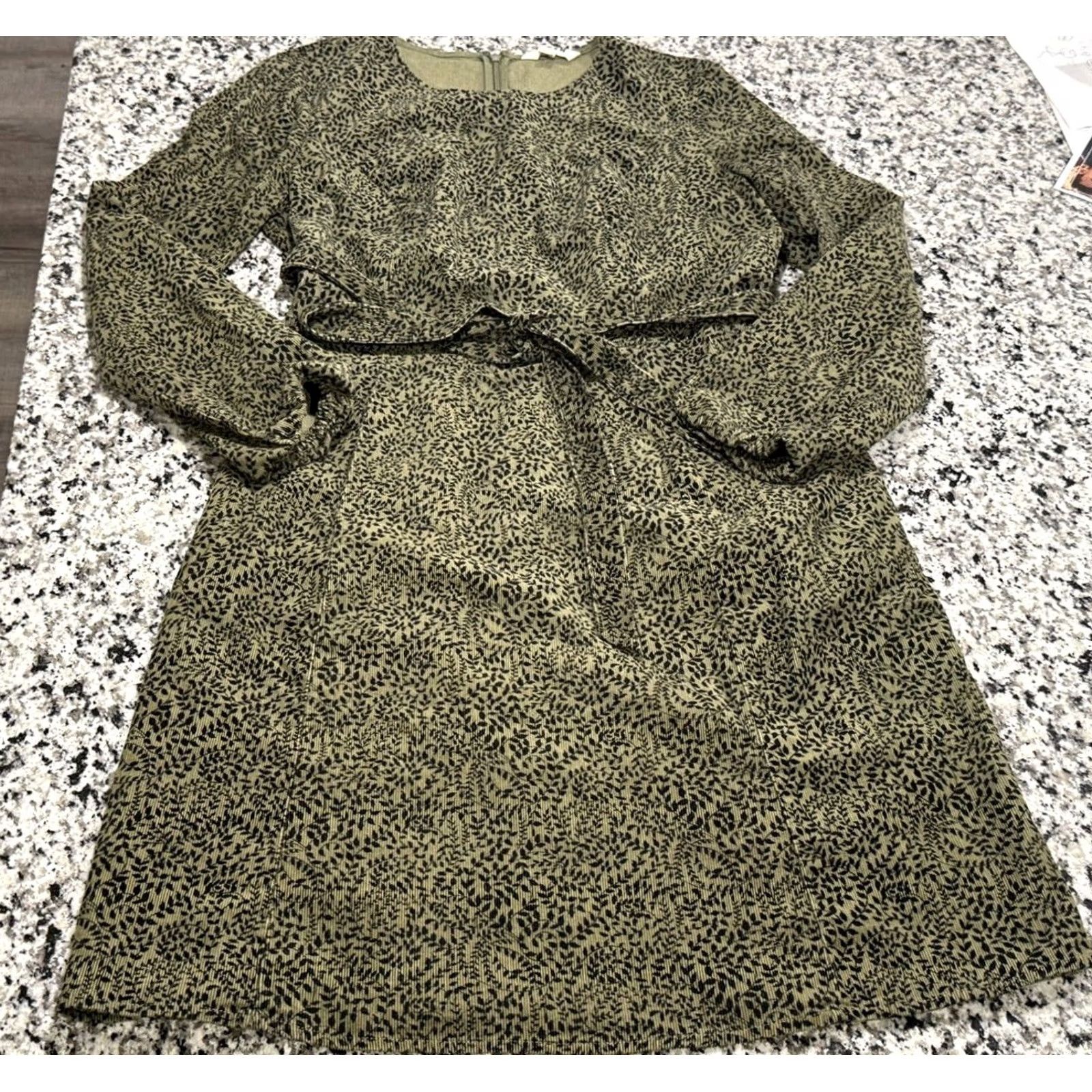 Boden Boden Harriet Cord Dress Green Black Leaf Print Sz 10L Dress Womens Tall ??? Size L / US 10 / IT 46 - 2 Thumbnail