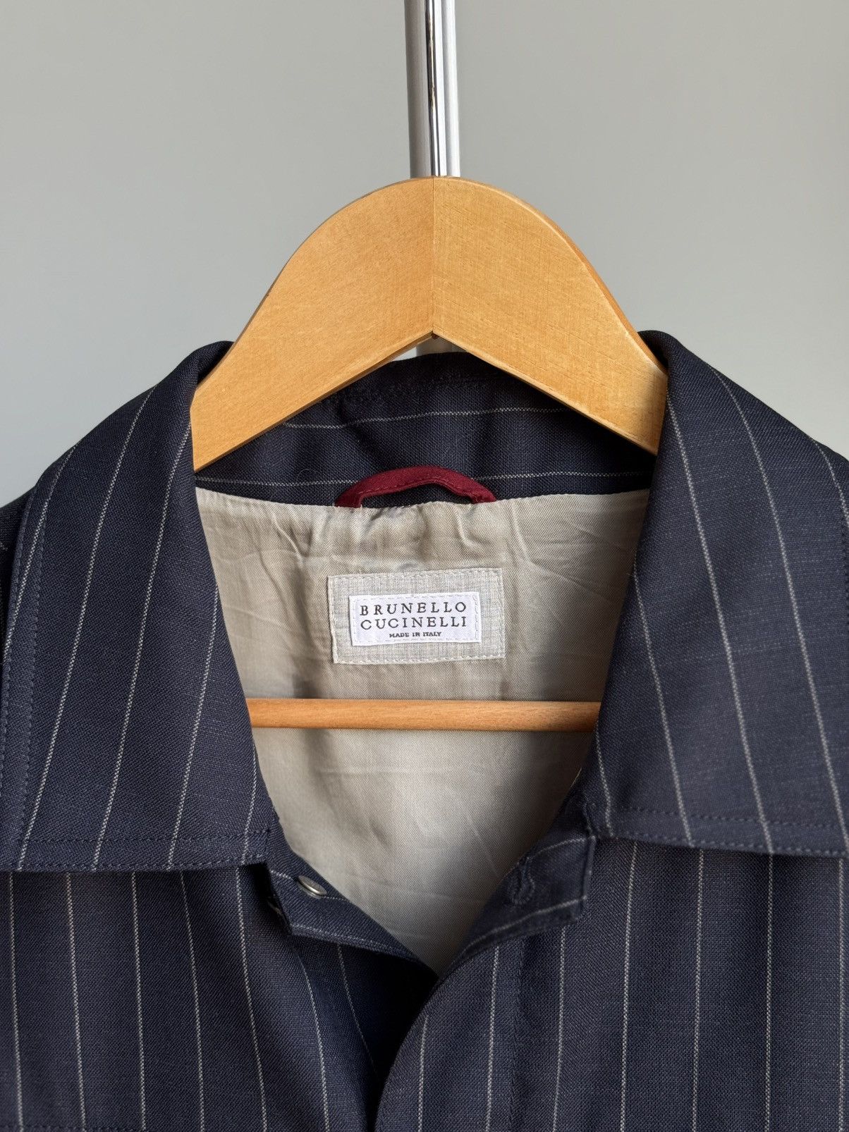 Brunello Cucinelli Brunello Cucinelli Virgin Wool Pinstripe Jacket Size 52 IT Size US L / EU 52-54 / 3 - 14 Thumbnail