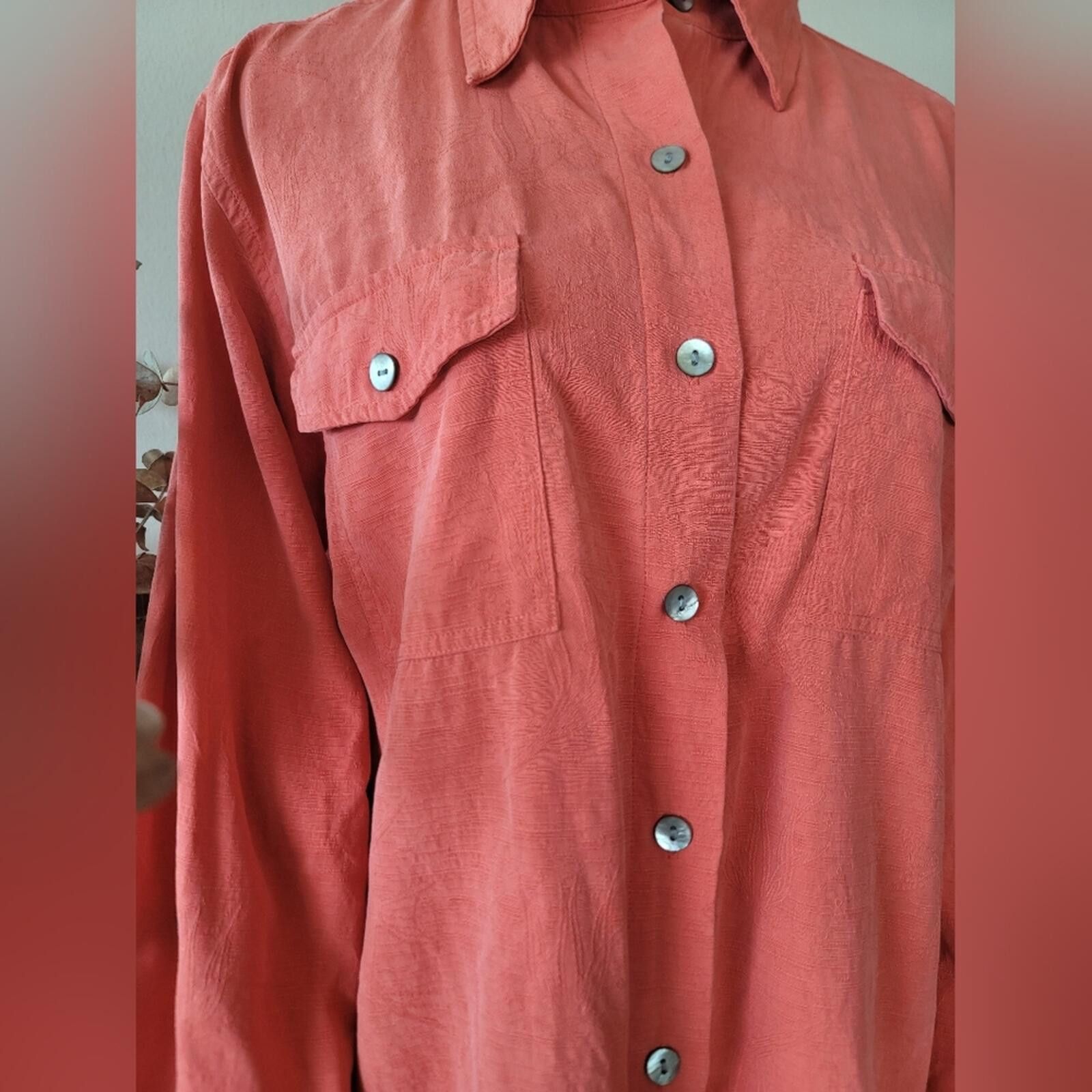Chicos Chico's Design Coral 100% Silk Blouse Coastal Sz 0 (US 4) Size S / US 4 / IT 40 - 4 Thumbnail