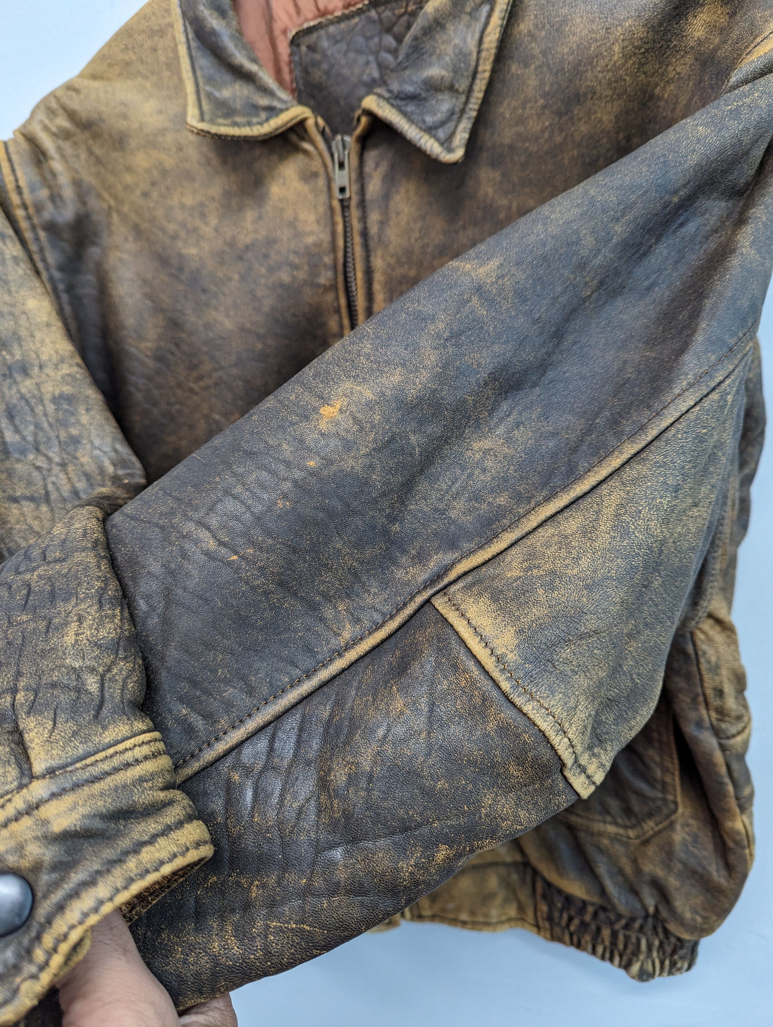 Vintage 🔥Vintage Unbrand Patina Distressed Leather Jacket Size US M / EU 48-50 / 2 - 12 Thumbnail