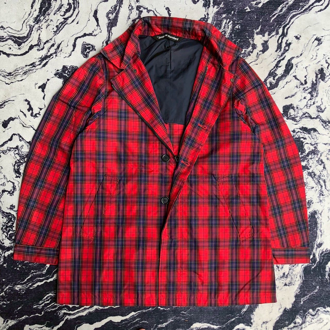 Journal Standard Vintage Y2K Journal Standard Red Tartan Nylon Coat Size US M / EU 48-50 / 2 - 4 Thumbnail