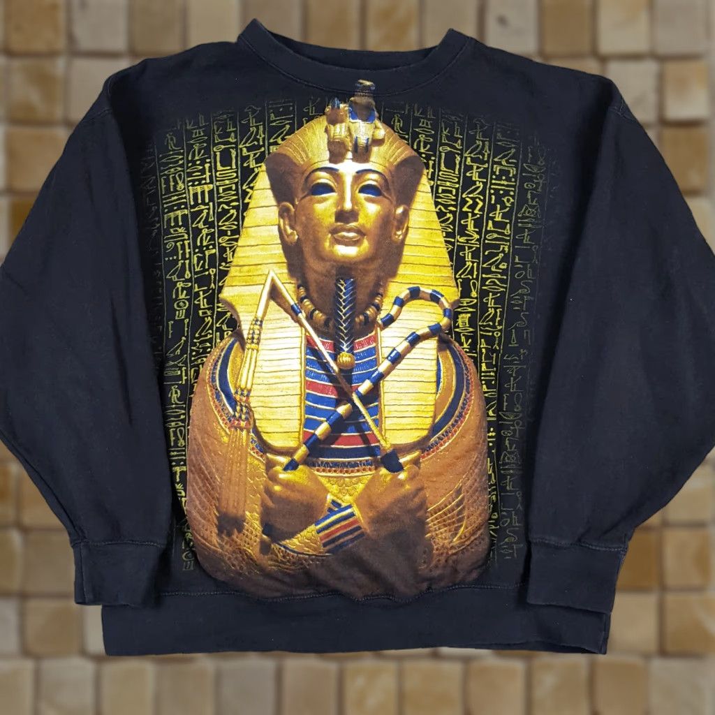Vintage Vintage Egyptian Pharaoh Gold King Tut Mens Size XL Pullover Crewneck Sweatshirt Size US XL / EU 56 / 4 - 1 Thumbnail