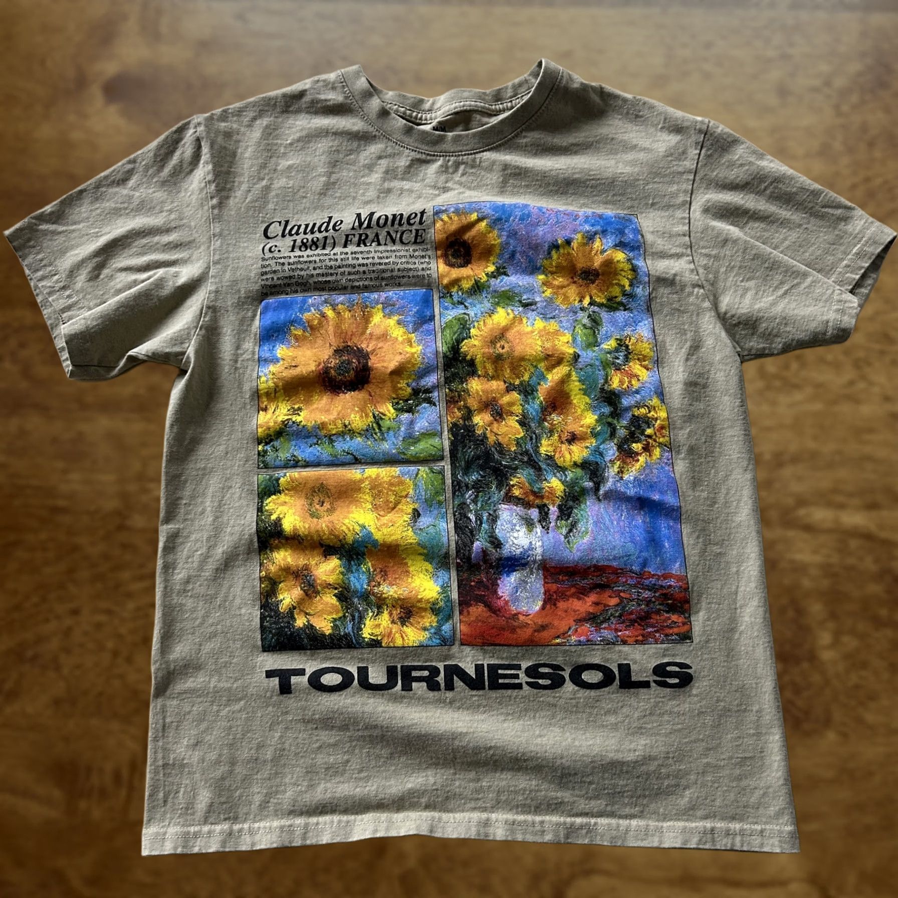 Sunflower VINTAGE Claude Monet Sunflowers Shirt Mens Medium Beige Tournesols Graphic Tee T-Shirt Size US M / EU 48-50 / 2 - 1 Thumbnail
