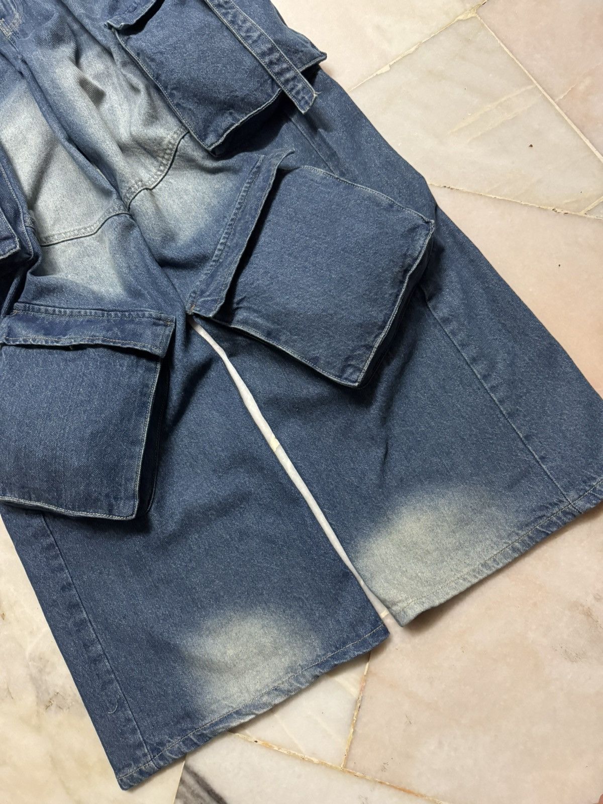 20471120 💥Insane Baggy💥NJ SUPER BAGGY POCKET BUSHPANTS BLEACH DENIM Size US 32 / EU 48 - 6 Thumbnail