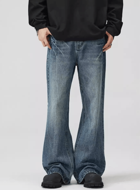 Japanese Brand × Jean Lightning pattern washed flared baggy jeans Size US 32 / EU 48 - 1 Thumbnail
