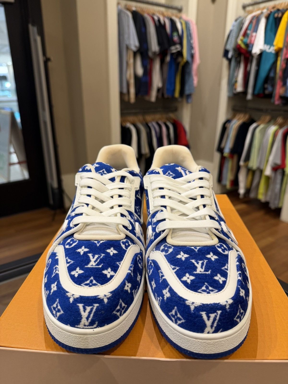 Louis Vuitton Louis Vuitton Monogram Textile Velour LV Trainer - Blue Size US 10 / EU 43 - 5 Thumbnail