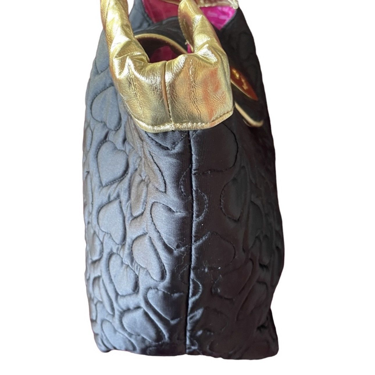 Betsey Johnson Betseyville black heart satin quilted chain strap bag Size ONE SIZE - 3 Thumbnail