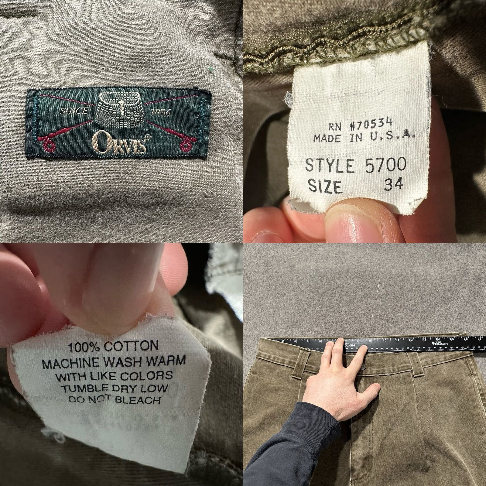 Orvis VINTAGE Orvis Pants Mens 34 Chino Casual Straight 34 Brown Solid USA 90s Grunge Mens Size US 34 / EU 50 - 8 Thumbnail