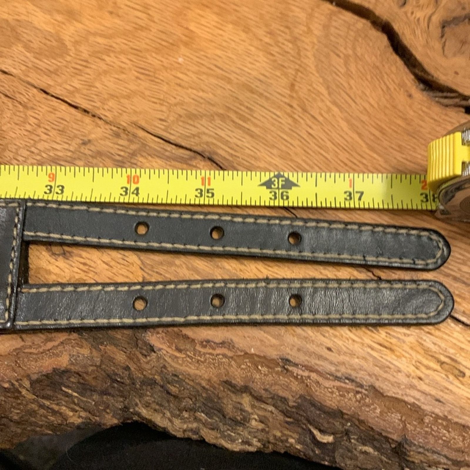 Vintage Double buckle perforated leather belt solid brass with studs Size ONE SIZE - 12 Thumbnail
