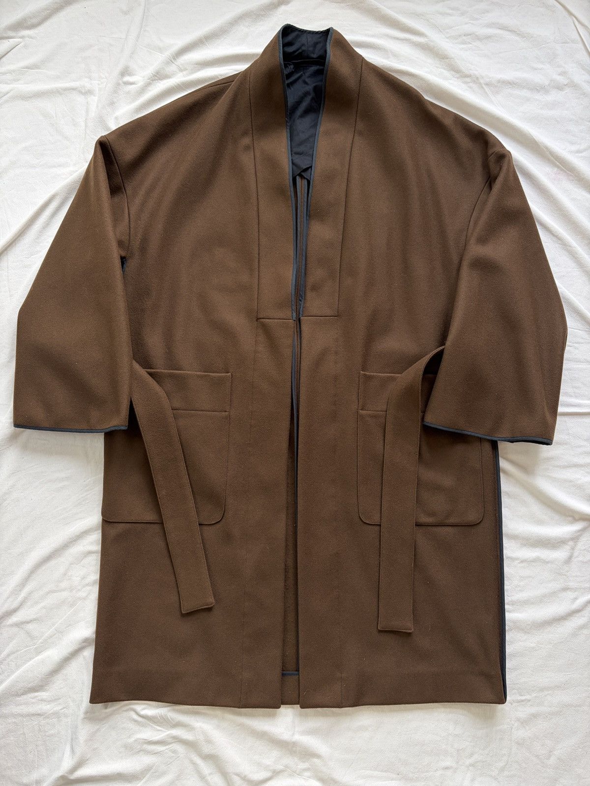 Lemaire Lemaire Wool Melton Kimono Coat Dark Brown Size US L / EU 52-54 / 3 - 6 Thumbnail