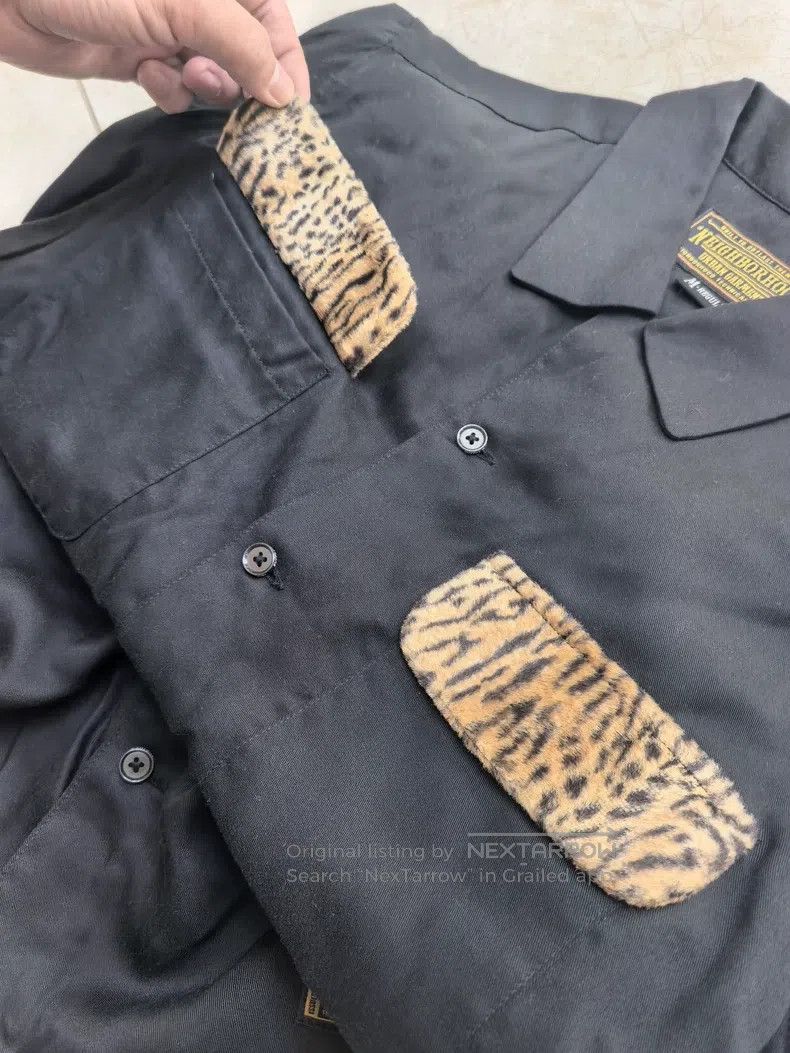 Neighborhood Neighborhood Black Animal Print Fleece Patchwork Shirt Size US M / EU 48-50 / 2 - 5 Thumbnail
