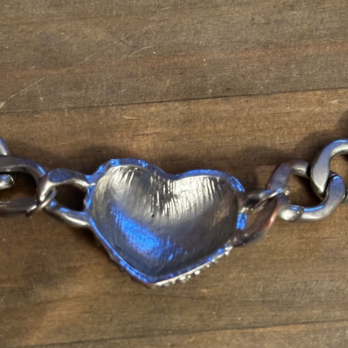 Other Chunky silver tone curb link paved rhinestone heart necklace Size ONE SIZE - 5 Thumbnail