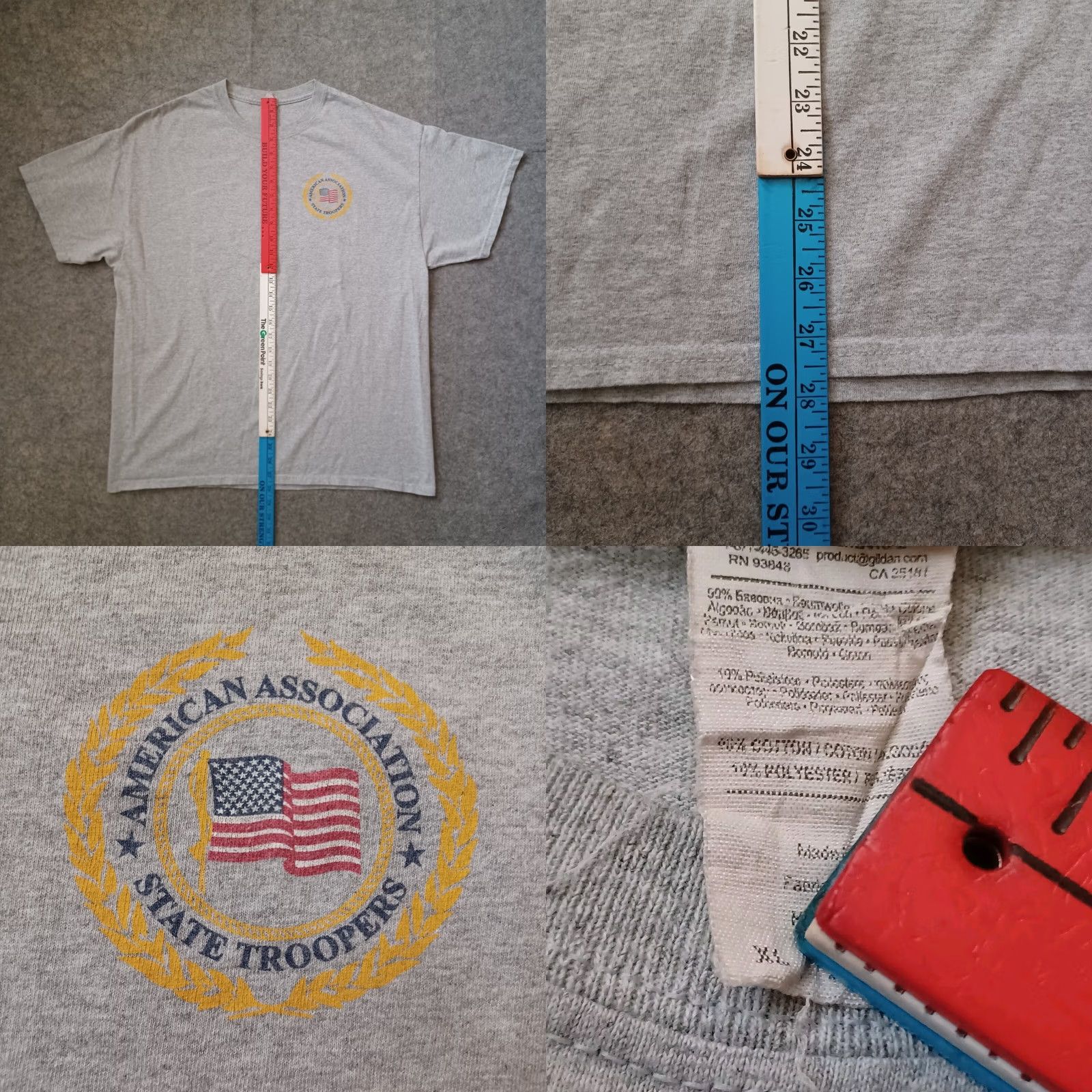 Gildan Gildan Heavy Cotton T Shirt Mens XL Gray Short Sleeve American Association State Troopers Graphic Print Crew Neck Shirt Size US XL / EU 56 / 4 - 8 Thumbnail